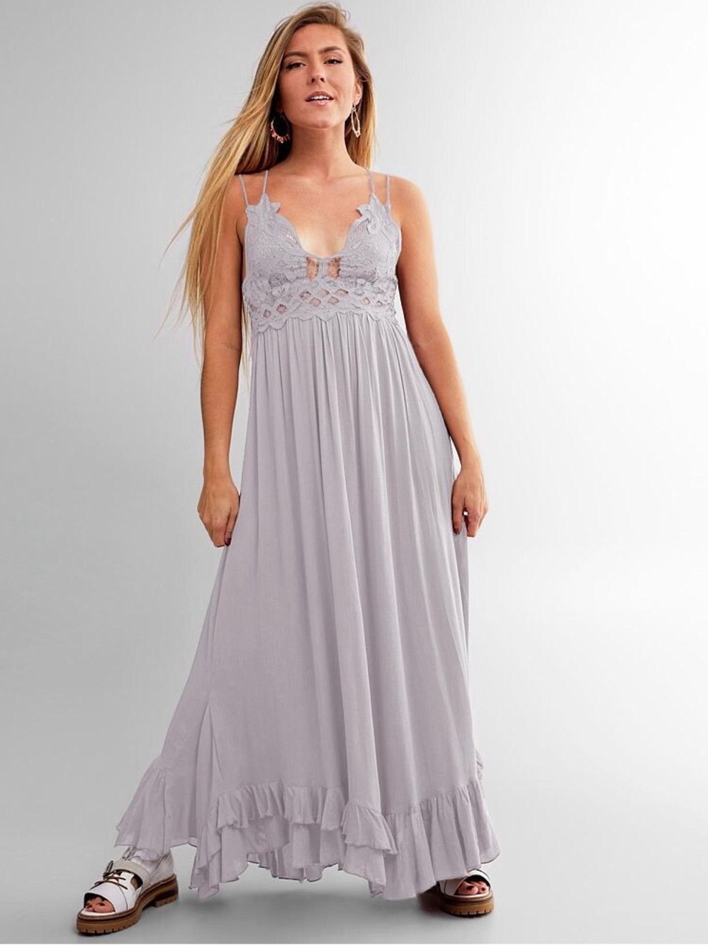 Free People Lace Bodice Maxi Dress in Light Lavender